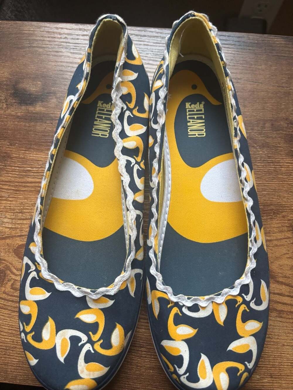 Keds Eleanor Duck Print Scalloped Ballet Flats